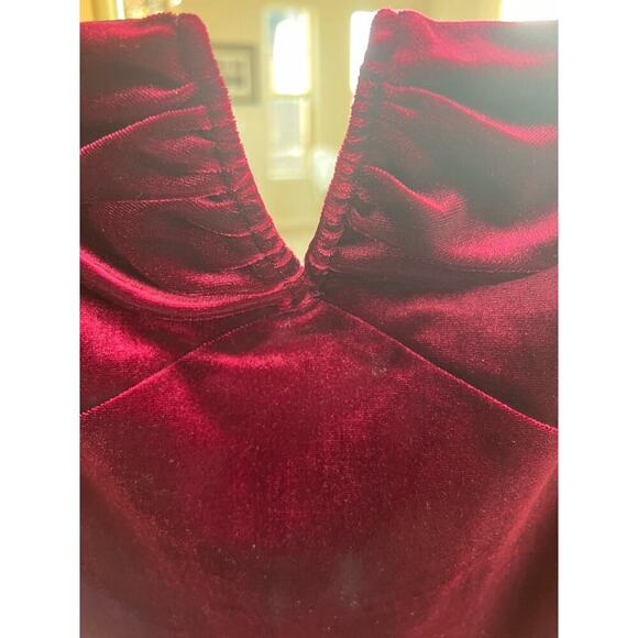 Sage the Label New With Tags Size S Red Misty Velvet Midi Sheath Dress - Picture 4 of 9